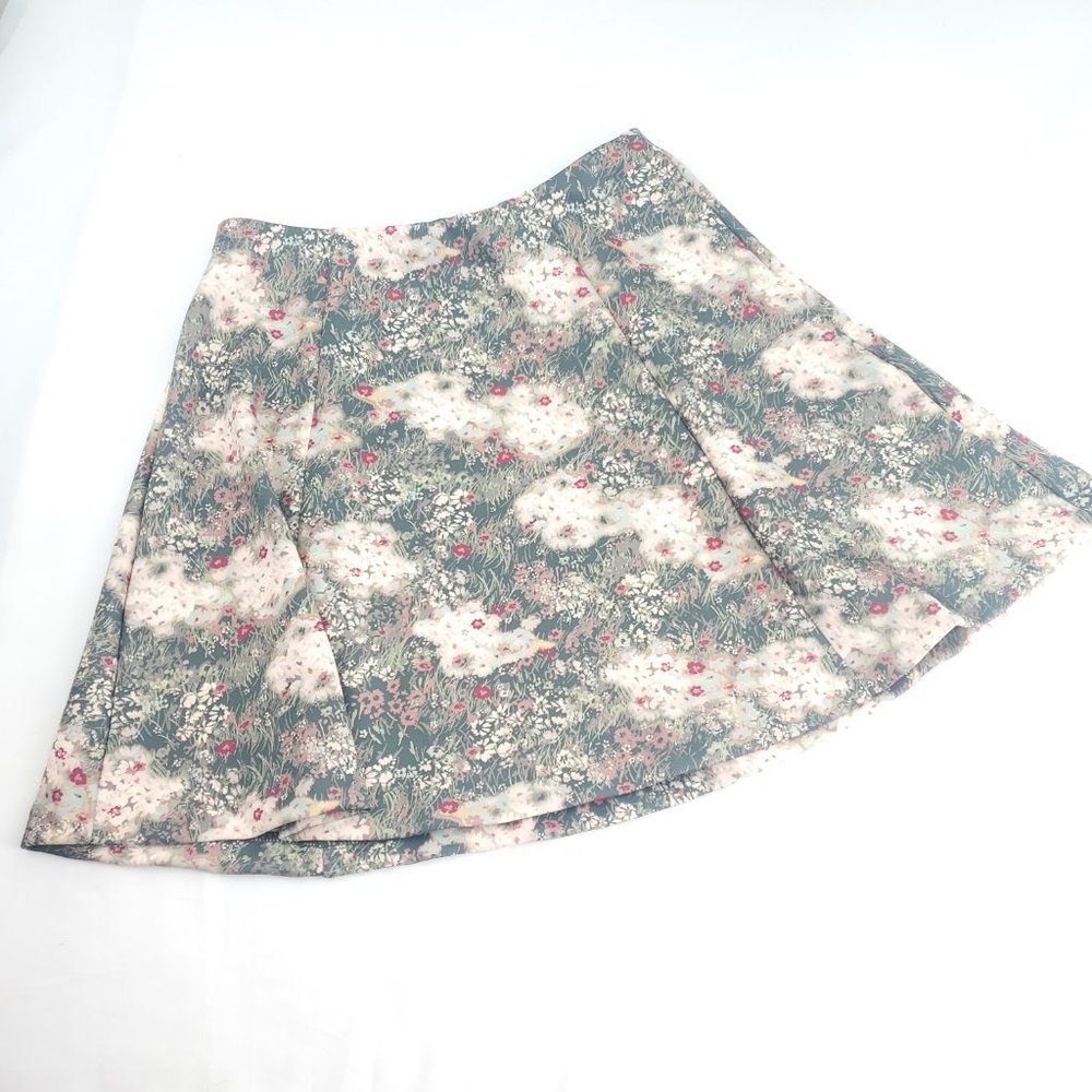 Disney Womens Green Bambi Forest Print Elastic Waist Pull On Flare Skirt Size S